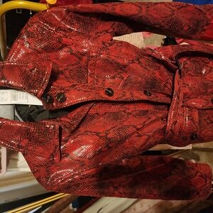 Topshop Red Snake Print Trench Coat